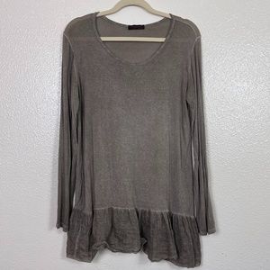 ITALIAN Taupe Long Sleeve Top Ruffled Bottom
